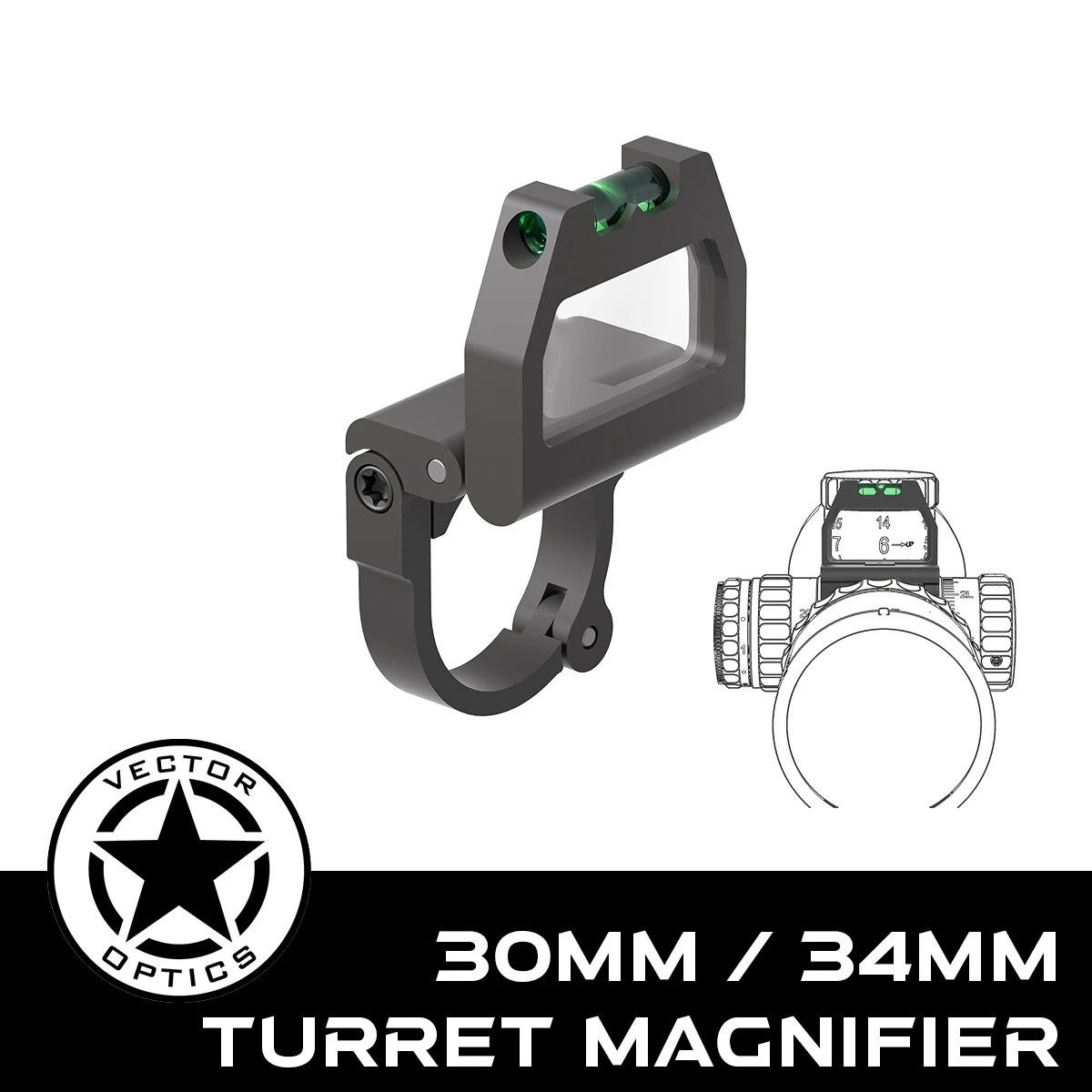 Vector Optics X-ACCU – Anillo montura 30/34mm nivel burbuja táctico