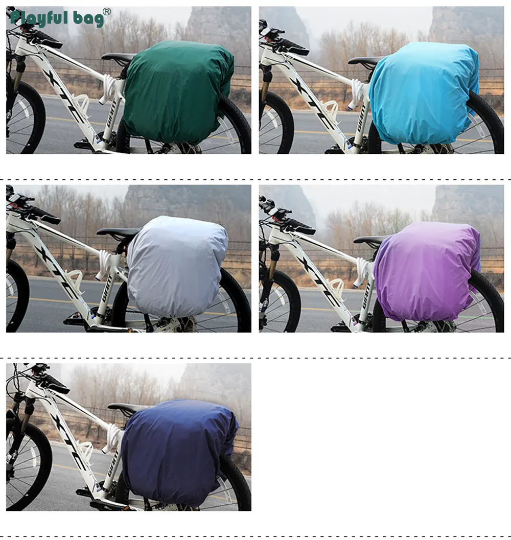 Imagen de la cubierta instalada en una bicicleta de montaña bajo lluvia ligera
