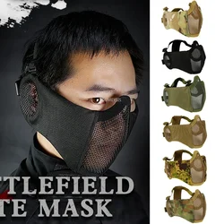Máscara táctica airsoft para media cara transpirable malla de acero