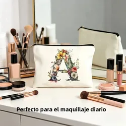 Bolsa de cosméticos organizadora con cierre y letras mujer