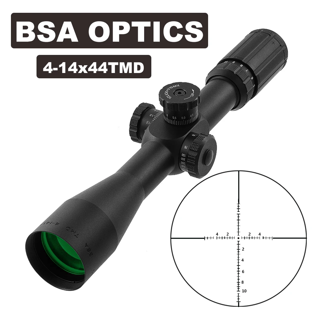 BSA Optics TMD 4-14x44 FFP Mira táctica caza retícula vidrio - imagen 3