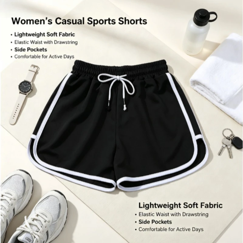 Shorts deportivos de mujer cintura alta anti-rozaduras corte recto - imagen 5
