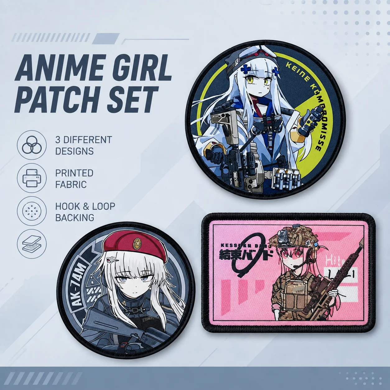 Parche táctico de anime para niñas con cierre de gancho y bucle - imagen 2