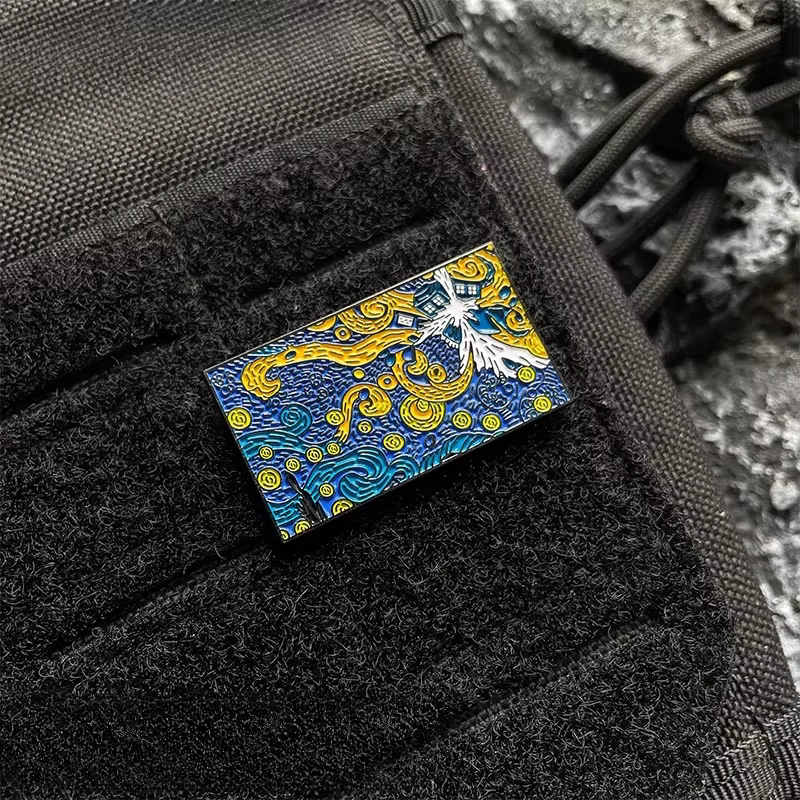 Parche táctico Van Gogh Night Sky con velcro – metal 3D - imagen 4