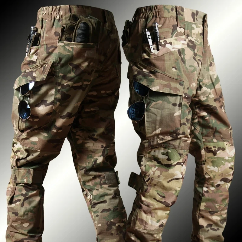Pantalones tácticos cargo hombre multi-bolsillos aire libre
