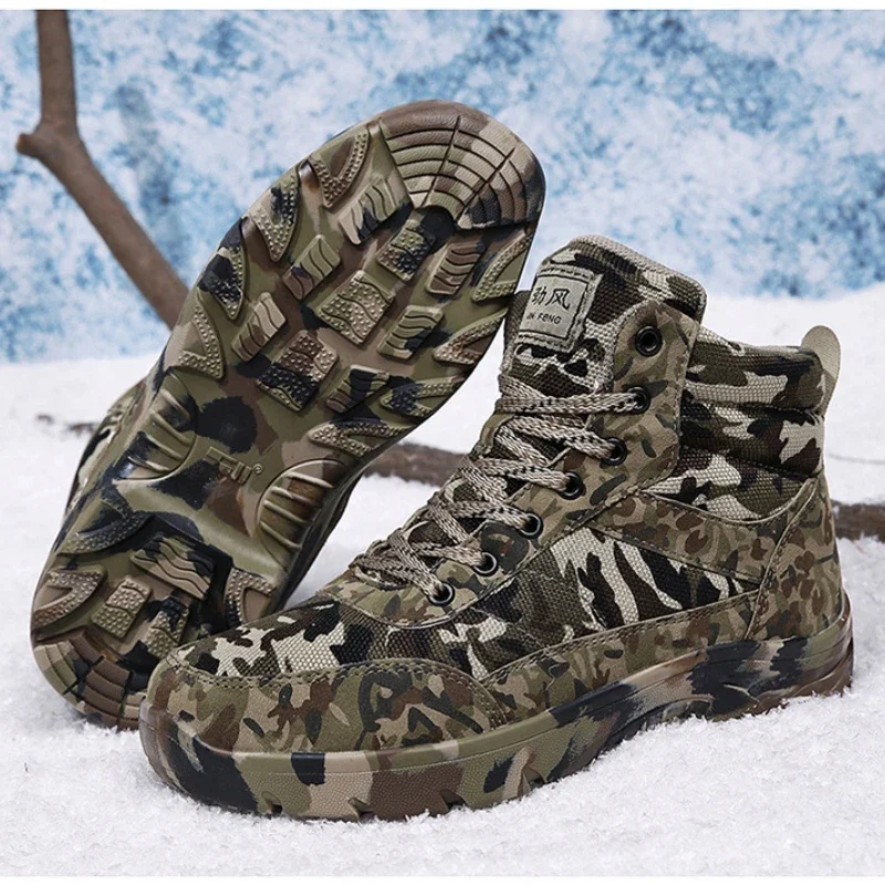 Botas tácticas de invierno antideslizantes gruesas camuflaje hombre - imagen 2