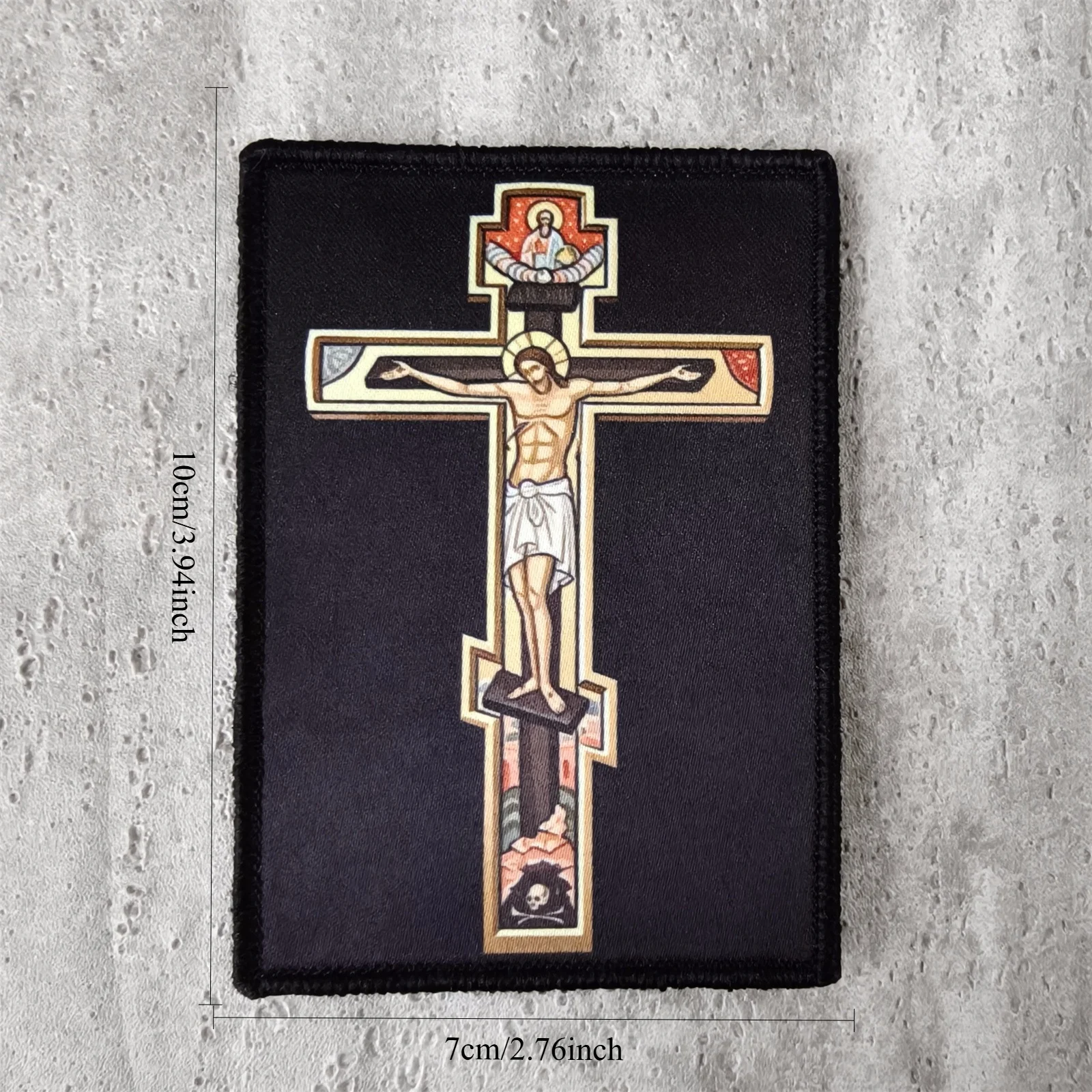 Parche religioso Cruz de Jesús bordado con velcro para mochila