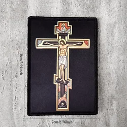 Parche religioso Cruz de Jesús bordado con velcro para mochila