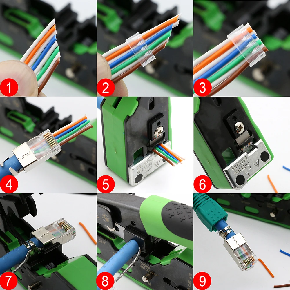 Vista de las zonas de trabajo para RJ45