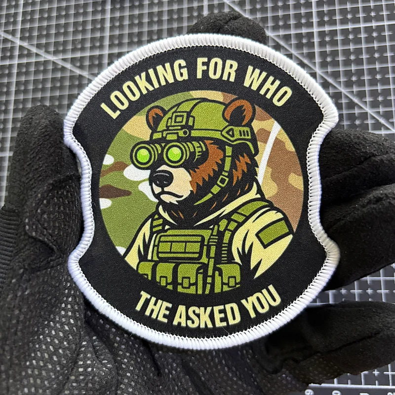 Parche táctico de oso soldado – insignia moral con velcro - imagen 3