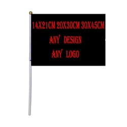 Bandera de mano ondulada personalizada en poliéster para logotipo
