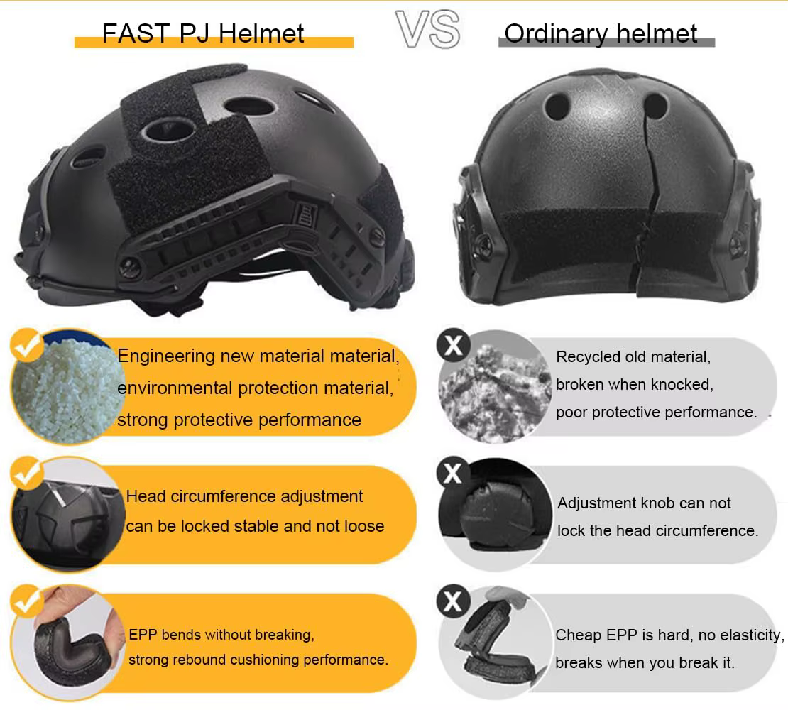 Casco táctico Airsoft rápido PJ con NVG, linterna y gafas - imagen 3