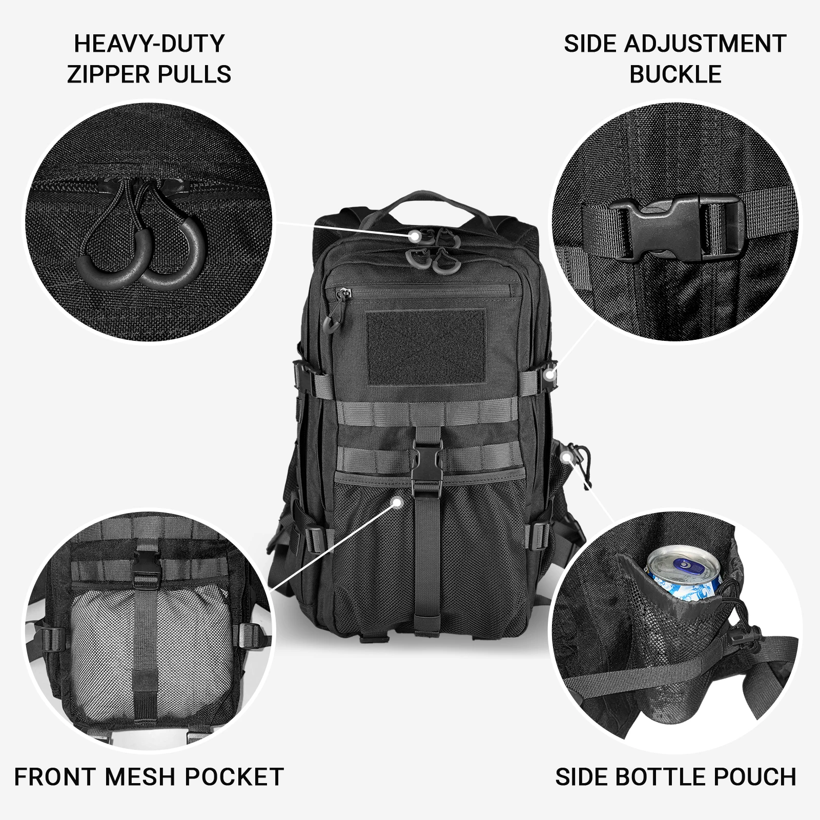 MGFLASHFORCE Mochila táctica MOLLE para airsoft, caza y senderismo - imagen 5
