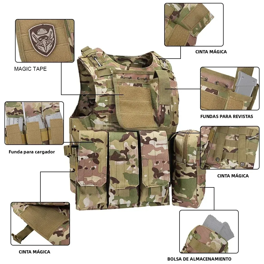 SINAIRSOFT Chaleco táctico MOLLE de nailon anfibio para tiro y caza - imagen 2
