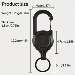 Soporte retráctil extensible para llaveros con mosquetón y clip