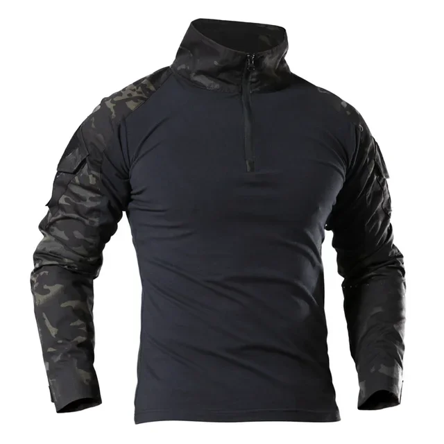 Camisa táctica ripstop de manga larga con cremallera corta para Airsoft