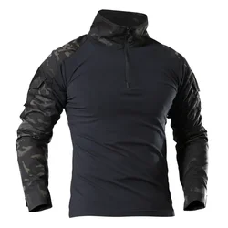 Camisa táctica ripstop de manga larga con cremallera corta para Airsoft
