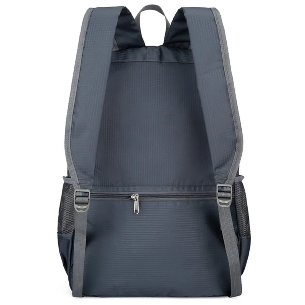 Mochila plegable ligera resistente, bolsillo trasero con cremallera