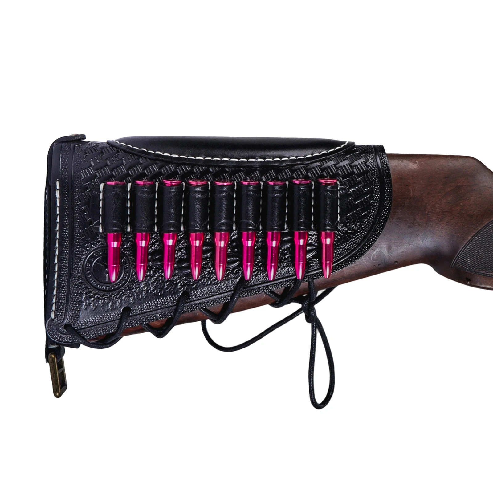 Tourbon funda de culata táctica de cuero negro con carrilleras - imagen 5