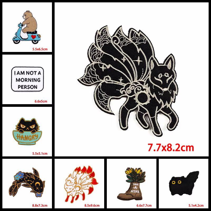 Prajna parches bordados zorro y ballena para ropa - imagen 3