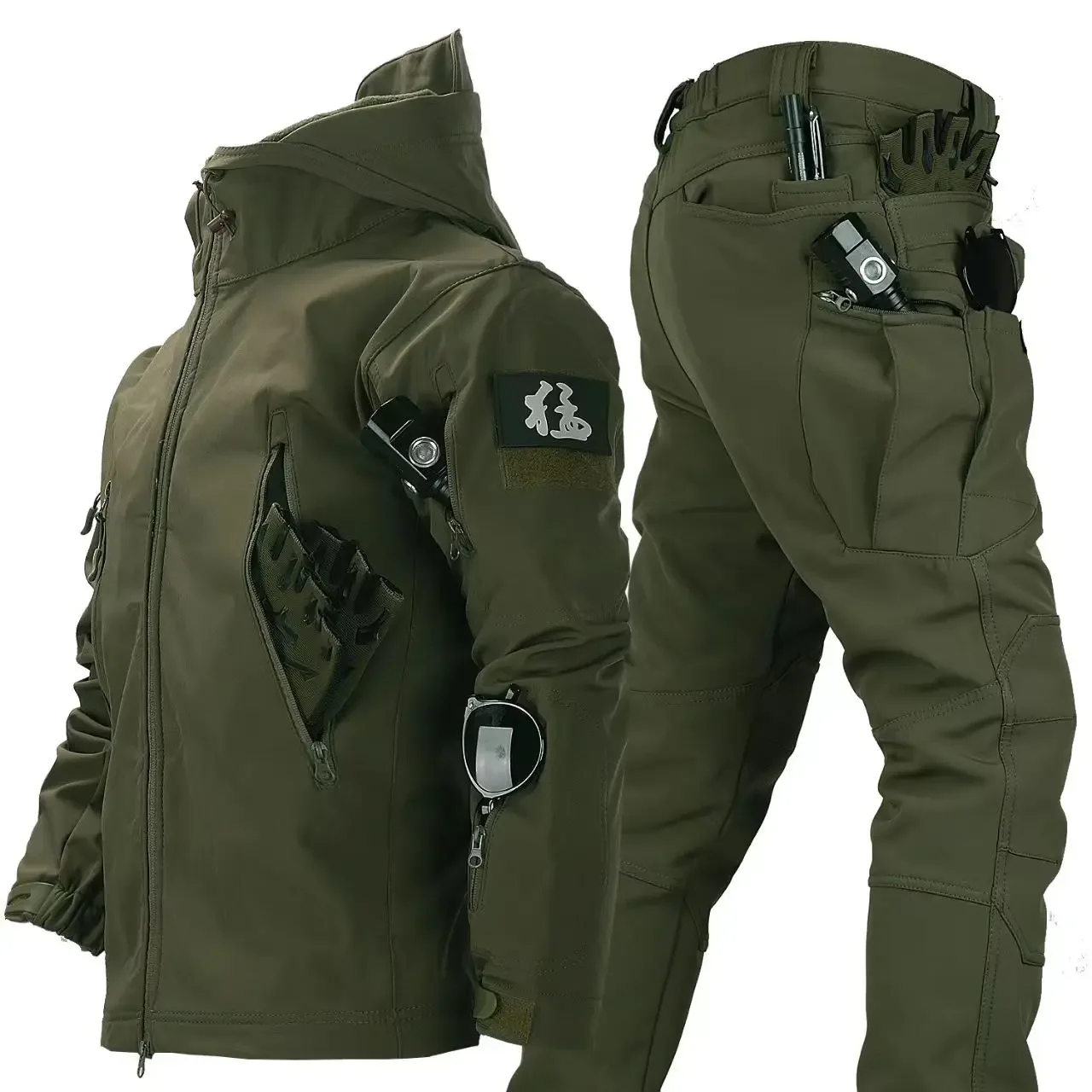 Ropa táctica softshell con capucha y pantalón cargo transpirables - imagen 3