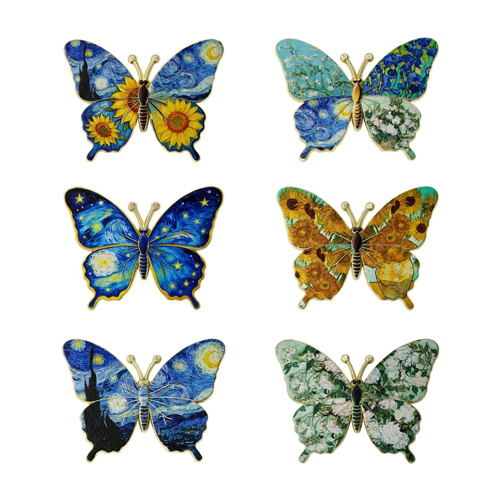 Broches Esmalte Van Gogh – Mariposa y Girasol para Chaquetas - imagen 2