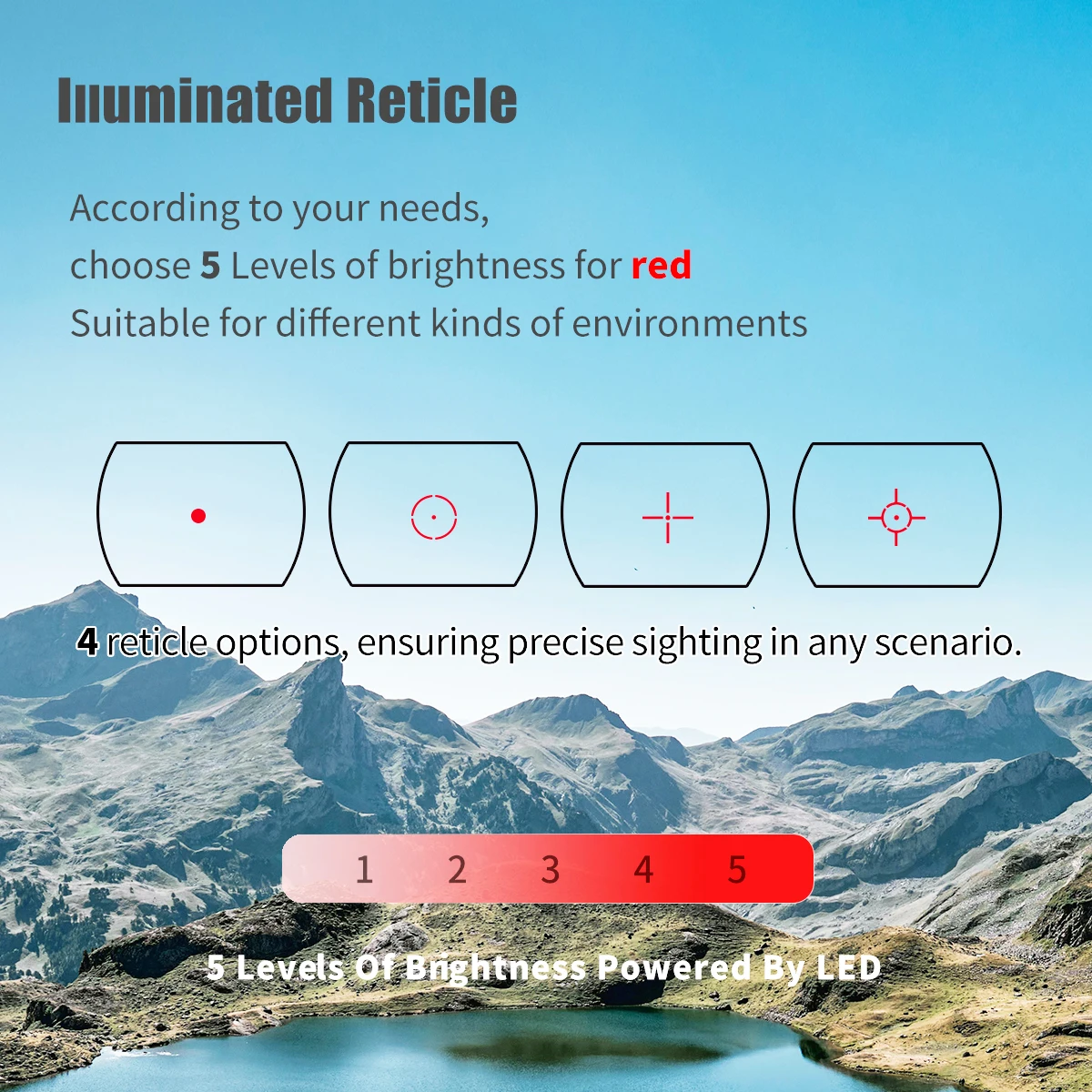 Mira holográfica punto rojo Serie Cuatro, retícula reflex y colimador - imagen 4