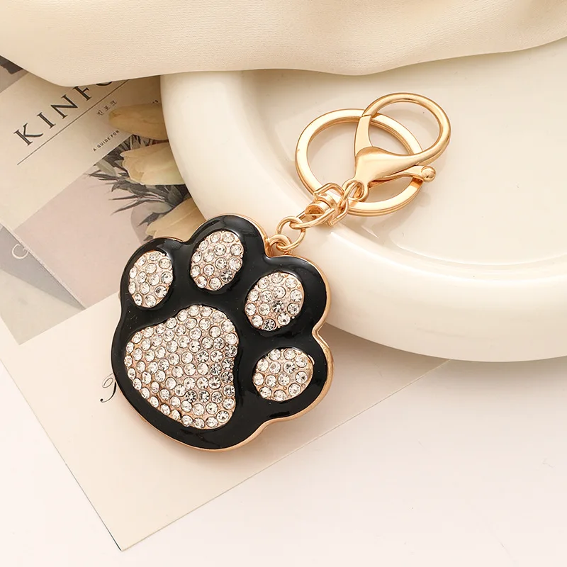 Llavero metálico huella de pata cristal brillante para mujer - imagen 2