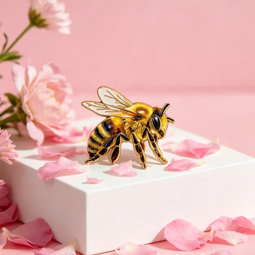 Broche de esmalte abeja vintage – accesorio para solapa