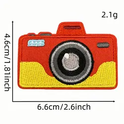 Parche bordado cámara retro colorido estilo Minicam para ropa