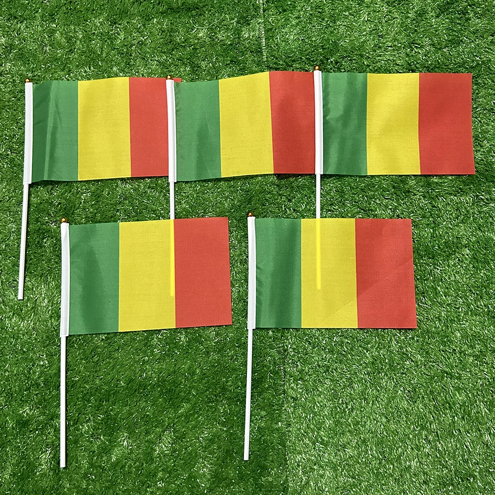 Bandera nacional Mali de mano con asta flexible de plástico