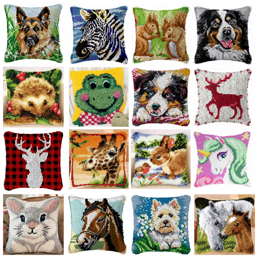 Kit bordado Smyrna con gancho de pestillo y diseños animales - imagen 4