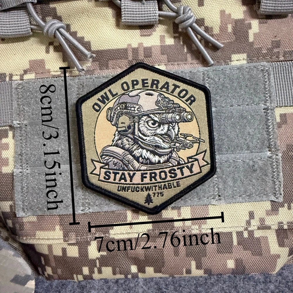 Parche táctico velcro búho operador Stay Frosty, insignia tejida - imagen 4