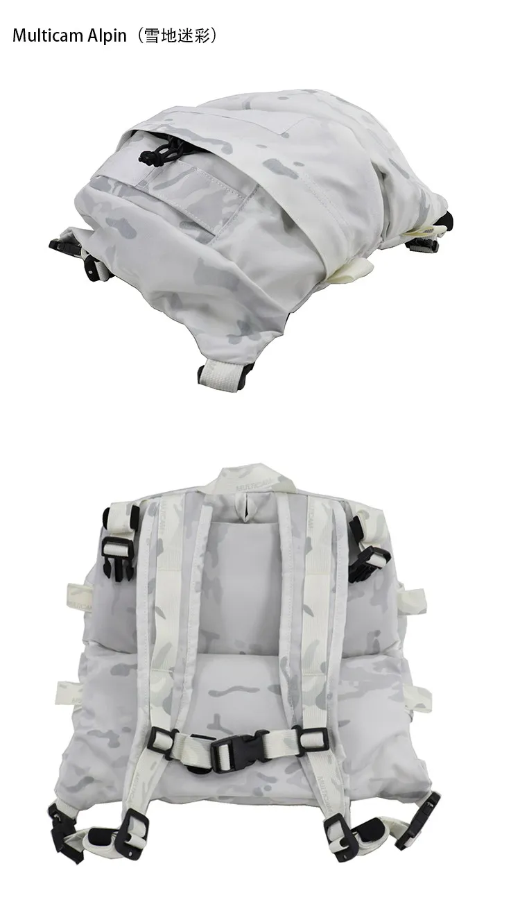 Detalle de la mochila de camuflaje
