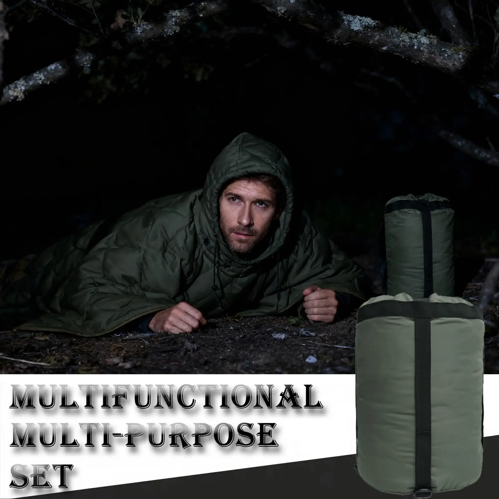 Poncho táctico woobie de camuflaje ripstop con aislamiento y viento - imagen 5
