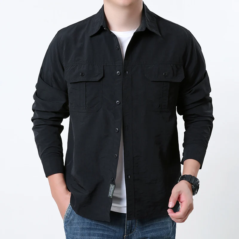 Camisa outdoor secado rápido protección solar manga larga cargo - imagen 2