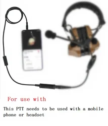 Adaptador PTT táctico para auriculares con jack de audio militar