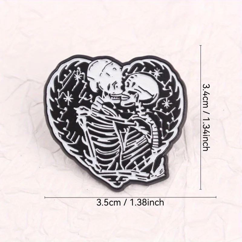 Dark Romance Bone Embrace pin esmaltado esqueleto corazón iluminado - imagen 4