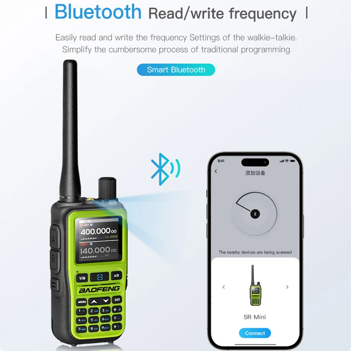Baofeng UV-5R Walkie Talkie Multibanda Bluetooth Programable Linterna - imagen 3