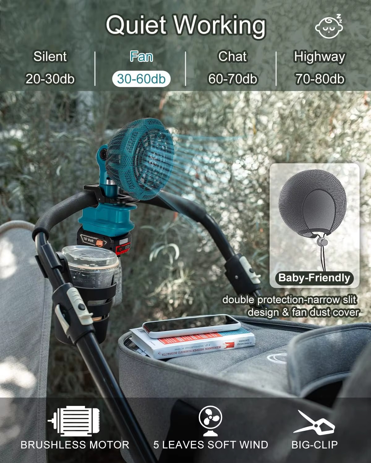 Ventilador portátil con clip para herramienta y ajuste de velocidad - imagen 3