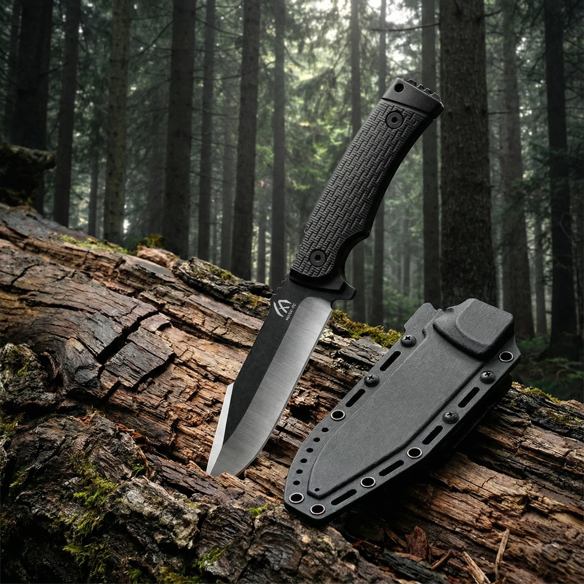 Cuchillo de hoja fija táctico con funda para camping y senderismo