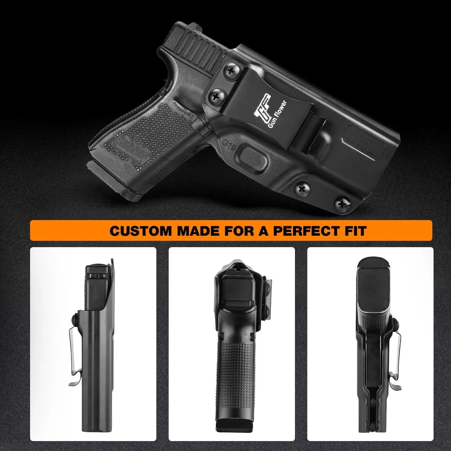 Funda IWB de polímero para Glock, con clip metálico, diestra