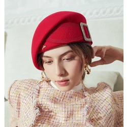 Boina de lana para mujer de estilo británico retro