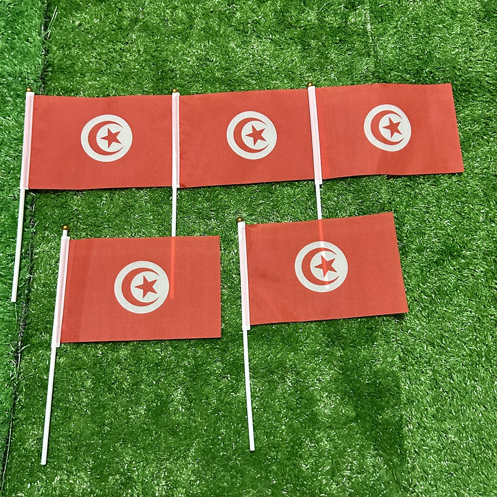 SKY Bandera de mano Túnez 21x14 cm con poste plástico deportes y hogar