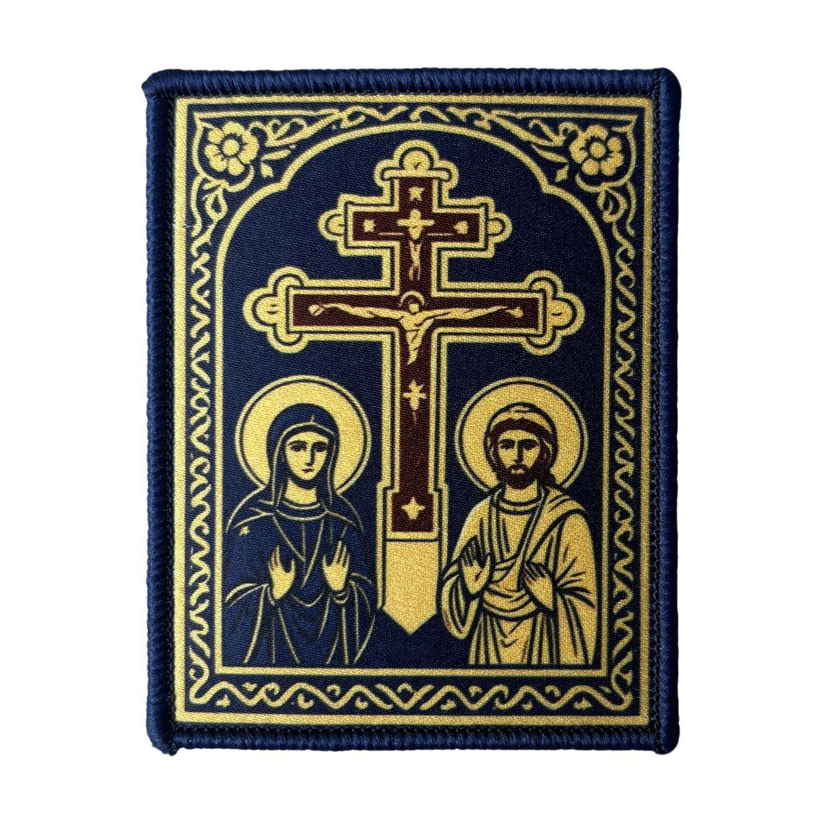 Parche táctico velcro cruz ortodoxa Virgen María Jesús para mochila - imagen 2