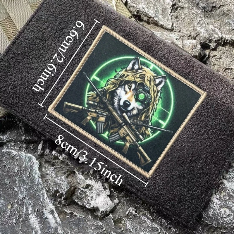 Parche táctico militar de lobo con velcro para mochila y ropa - imagen 4