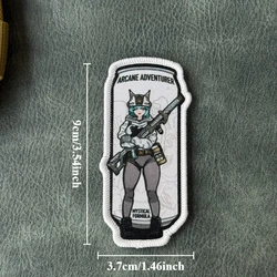 Parche táctico anime chica con rifle, orejas de gato y gancho-bucle