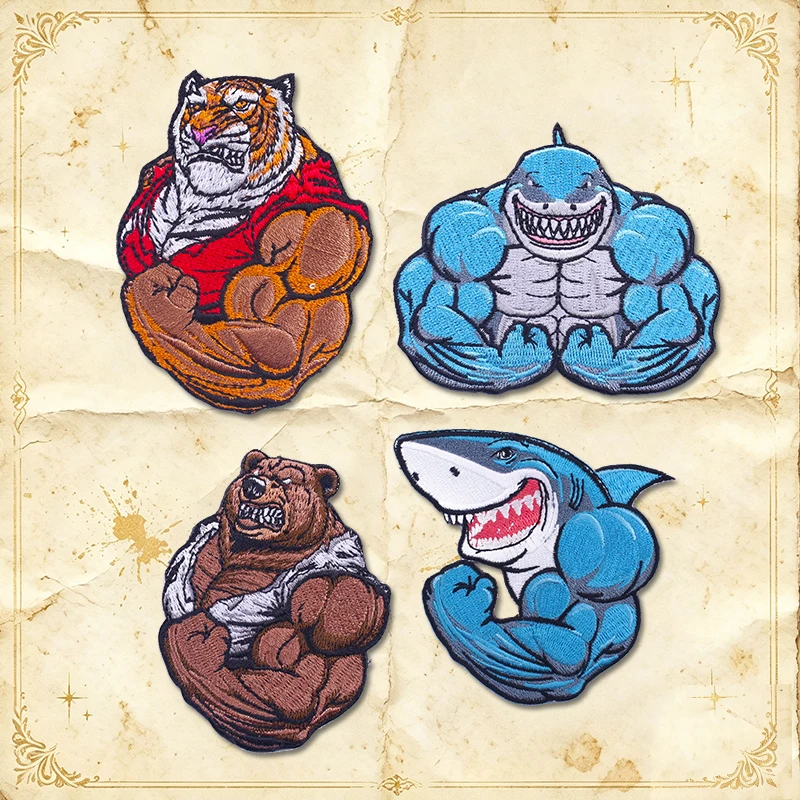 Parche bordado de tigre musculoso