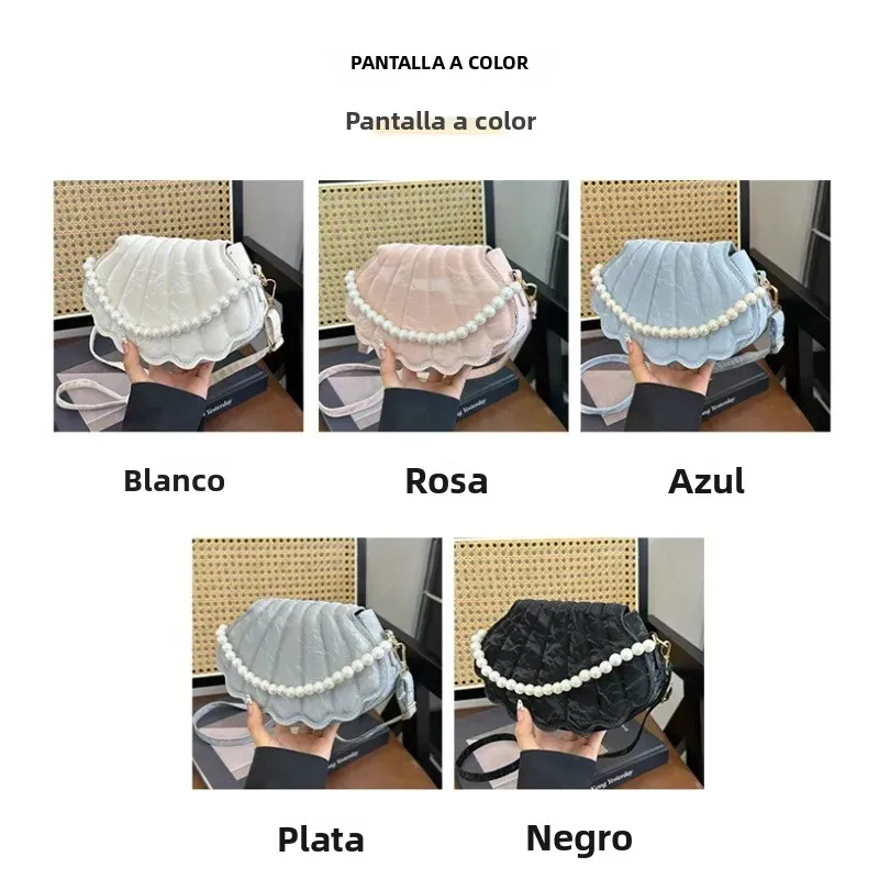 Bolso bandolera tipo concha con perlas, tendencia otoño 2026 - imagen 3
