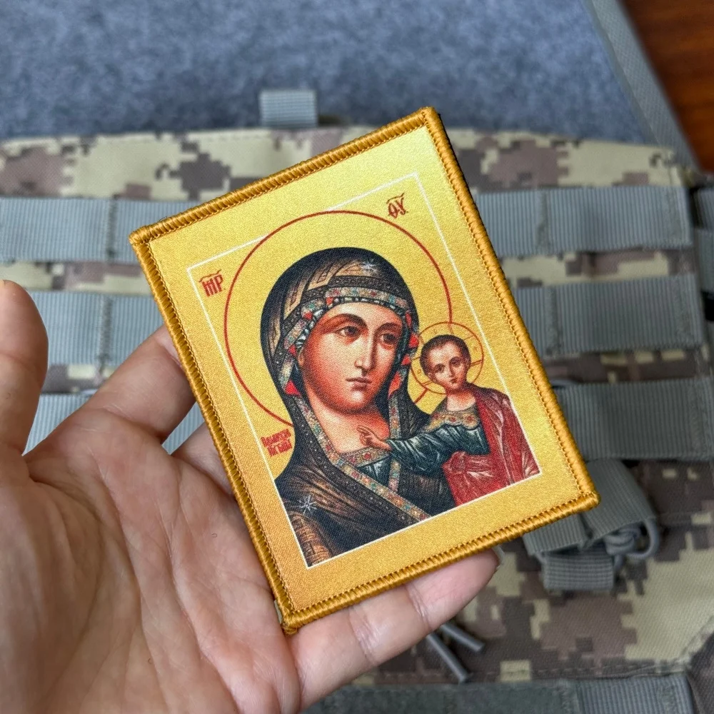Parche táctico Virgen de Kazán ortodoxo, gancho y bucle para mochila - imagen 2